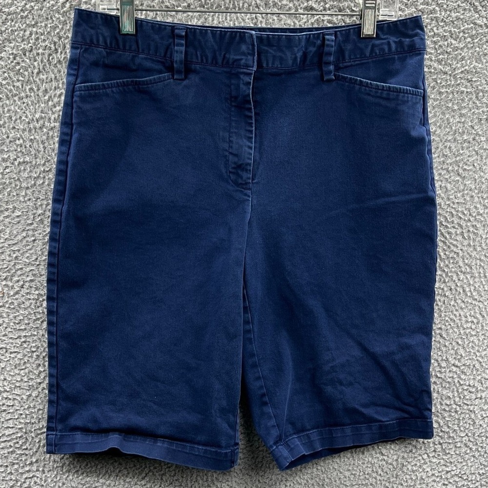 Lands End Womens Chino Shorts 10 Minimalist‎ Preppy Clean Girl Mid Rise Casual